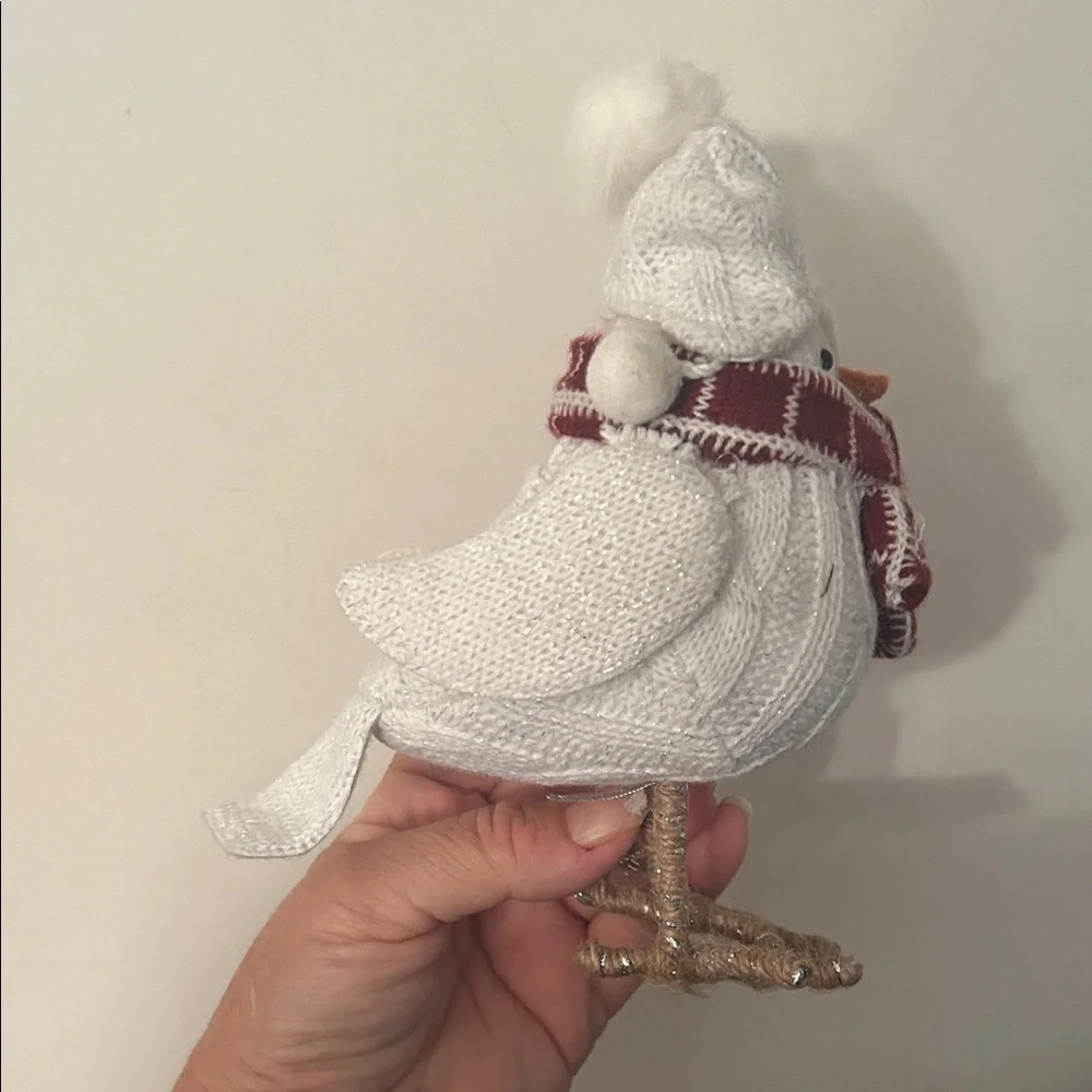 Target Wondershop Knitted Bird with Hat & Scarf – White & Red Winter Decor